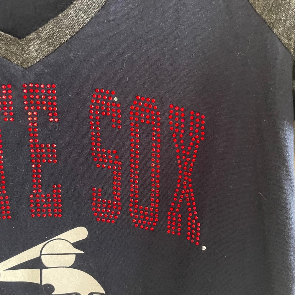 5th & Ocean Chicago White Sox Raglan Shirt Womens Small Navy Grey Rhinestone MLB - Picture 13 of 15